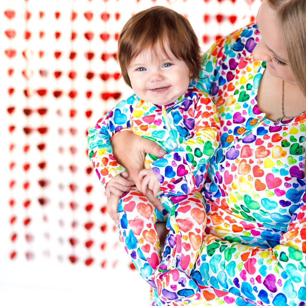 ZIP ROMPER - Rainbow Hearts
