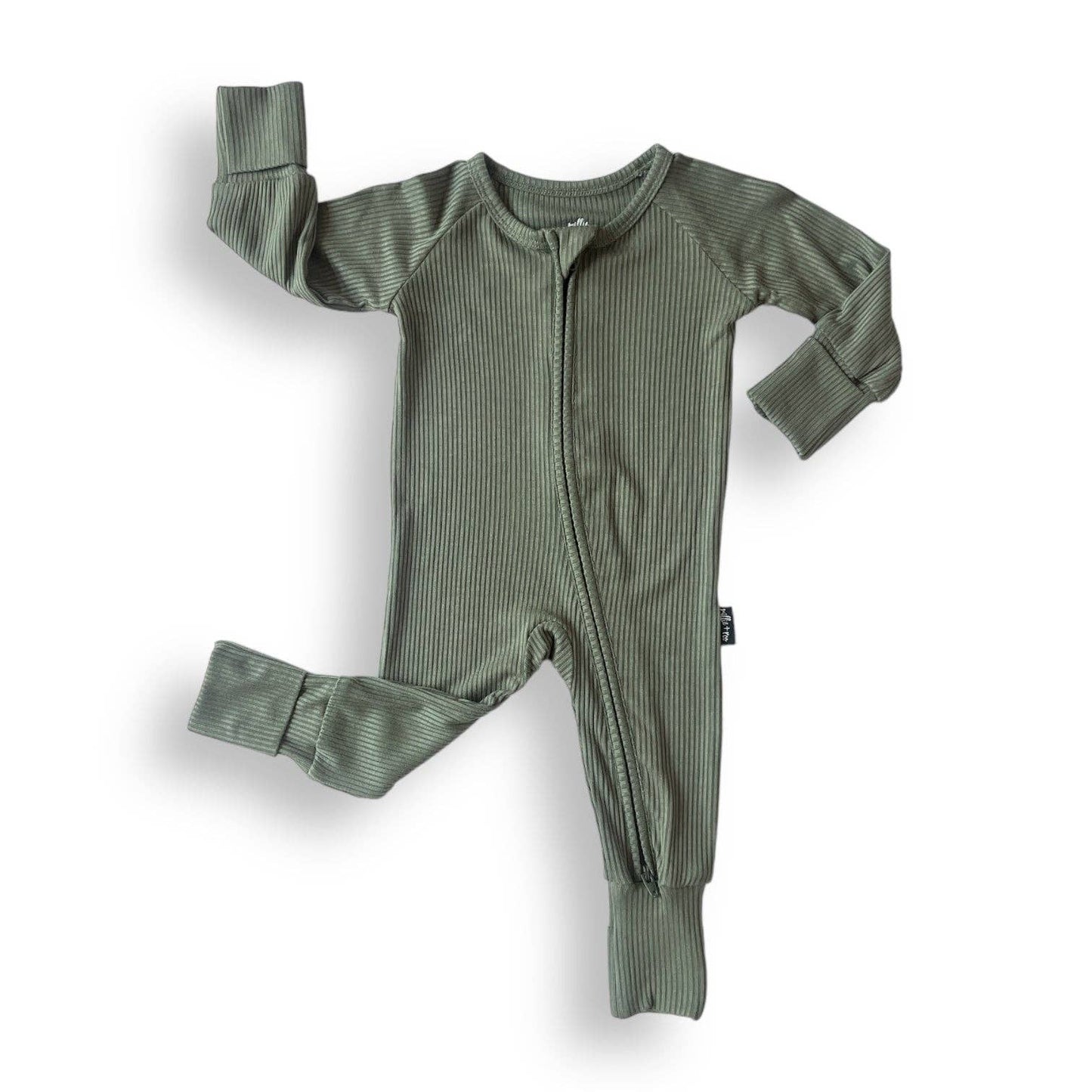 ZIP ROMPER - Moss Ribbed