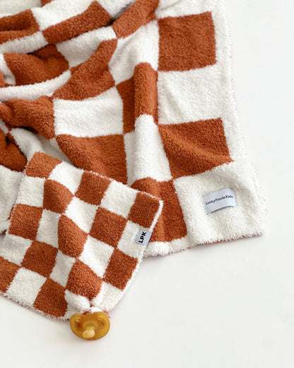 Checkered Plush Blanket | Copper