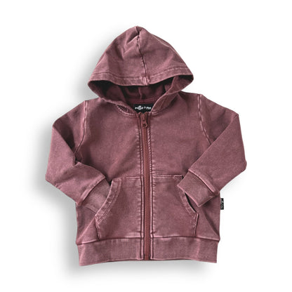 ZIP HOODIE- Oxblood Snow Wash