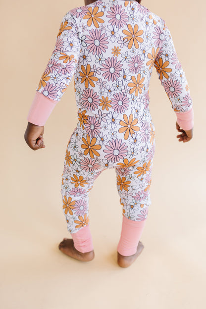 Bamboo Zip Romper | Retro Garden