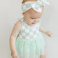 Tutu Romper | Checkered Mint
