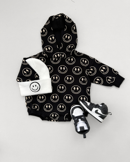 Hooded Bubble Romper  | Electric Smiley