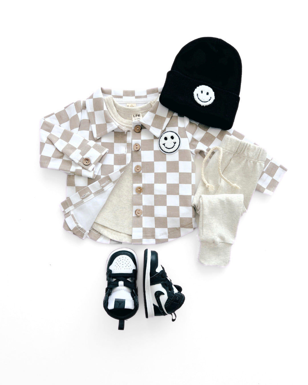 Cotton Shacket | Smiley Checkered Latte