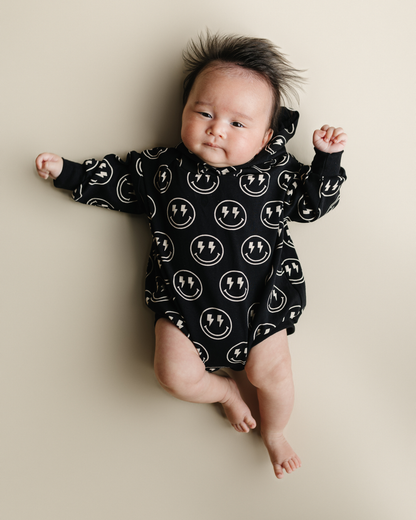 Hooded Bubble Romper  | Electric Smiley