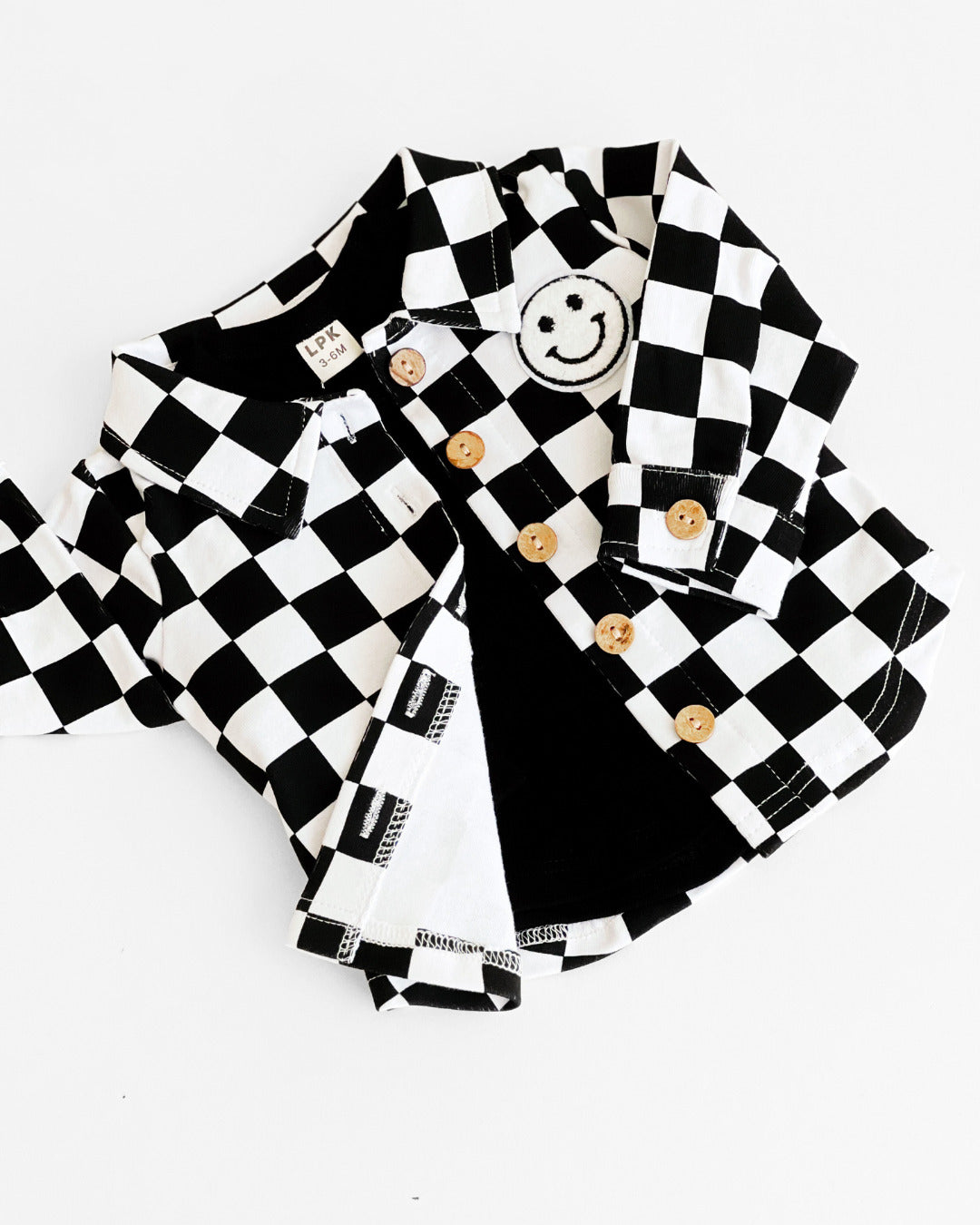 Cotton Shacket | Smiley Checkered Black