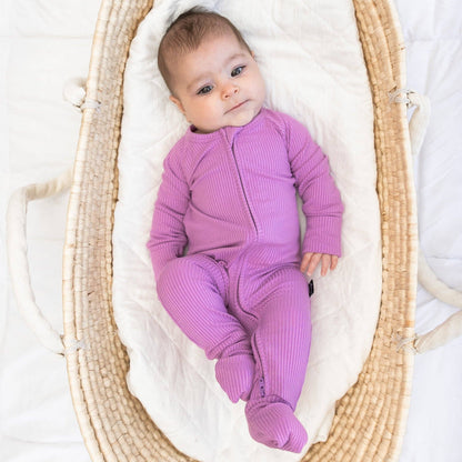 ZIP ROMPER - Lilac Ribbed