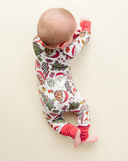 Bamboo Zip Romper | Retro Christmas