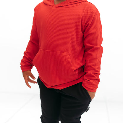 LONG SLEEVE HOODIE- Red