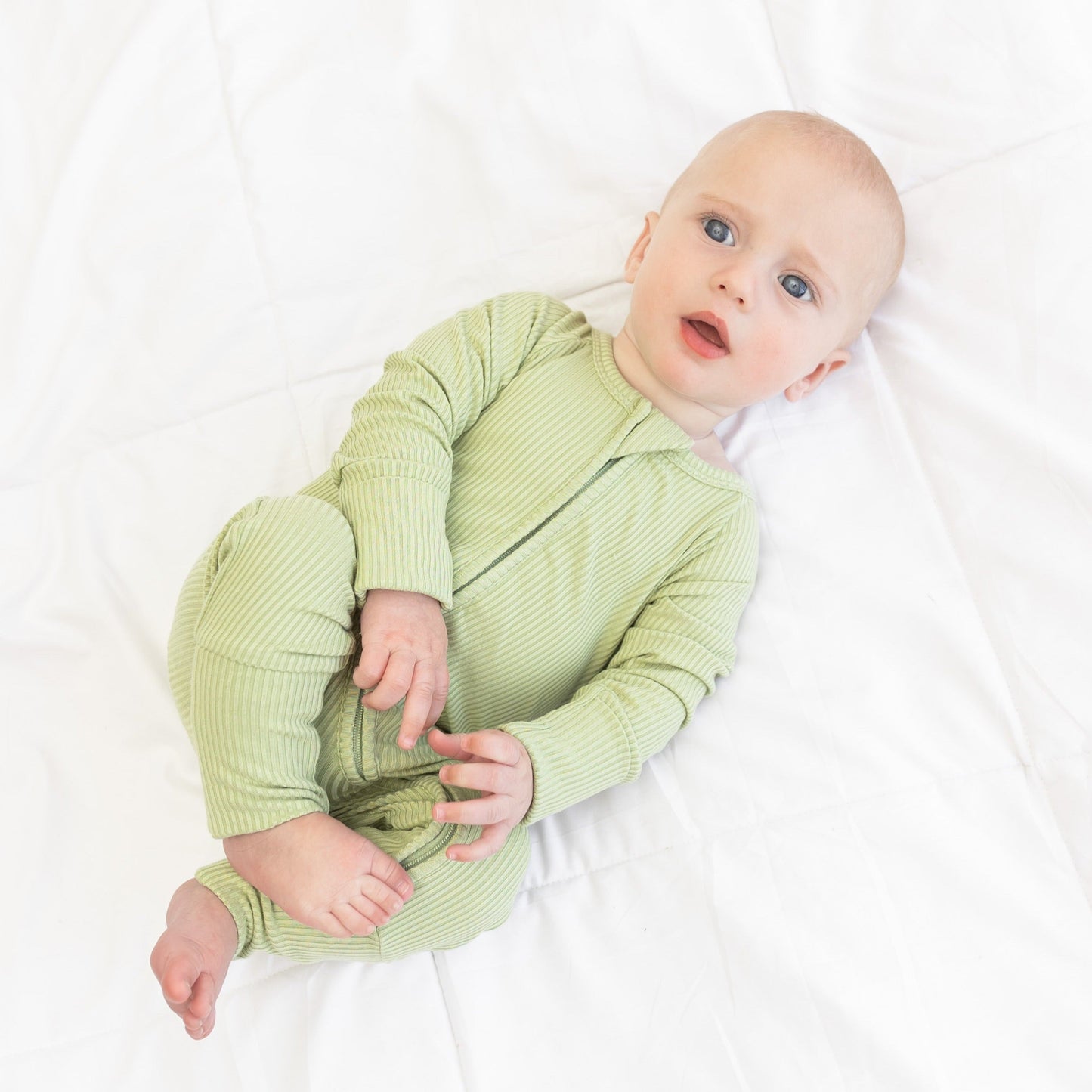 ZIP ROMPER - Pistachio Ribbed