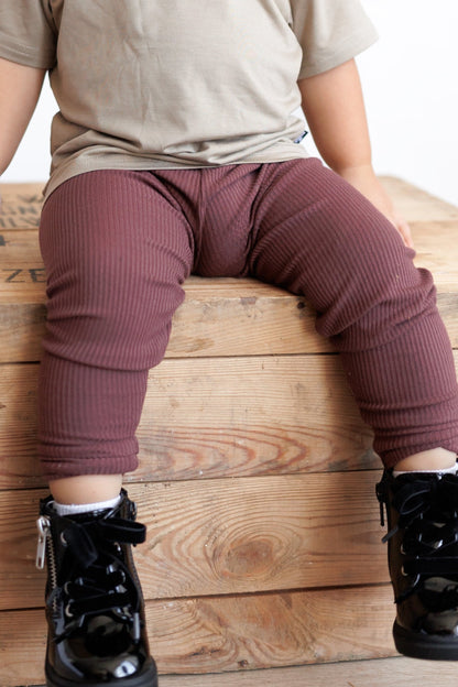 BAMBOO RIB LEGGINGS- Black Cherry