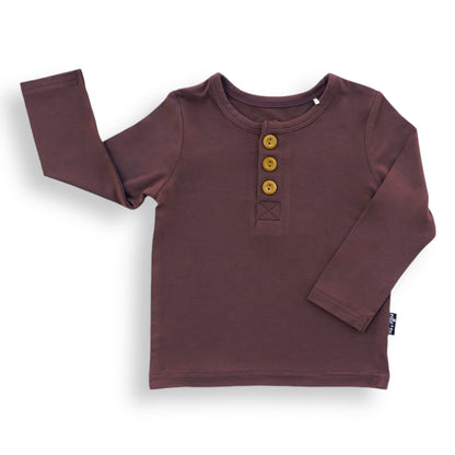 HENLEY LONG SLEEVE- Black Cherry