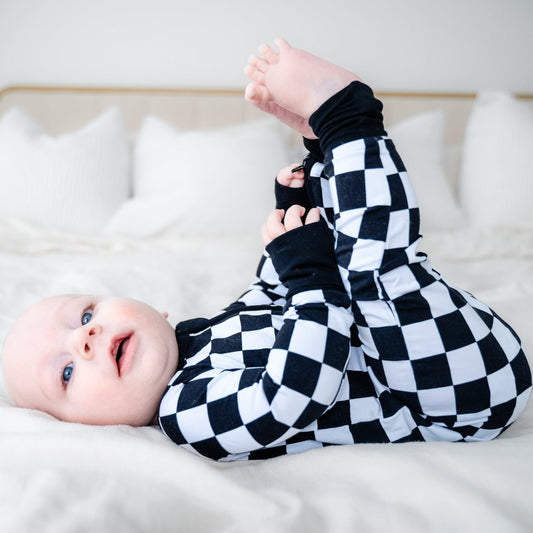 ZIP ROMPER - B+W Checkered