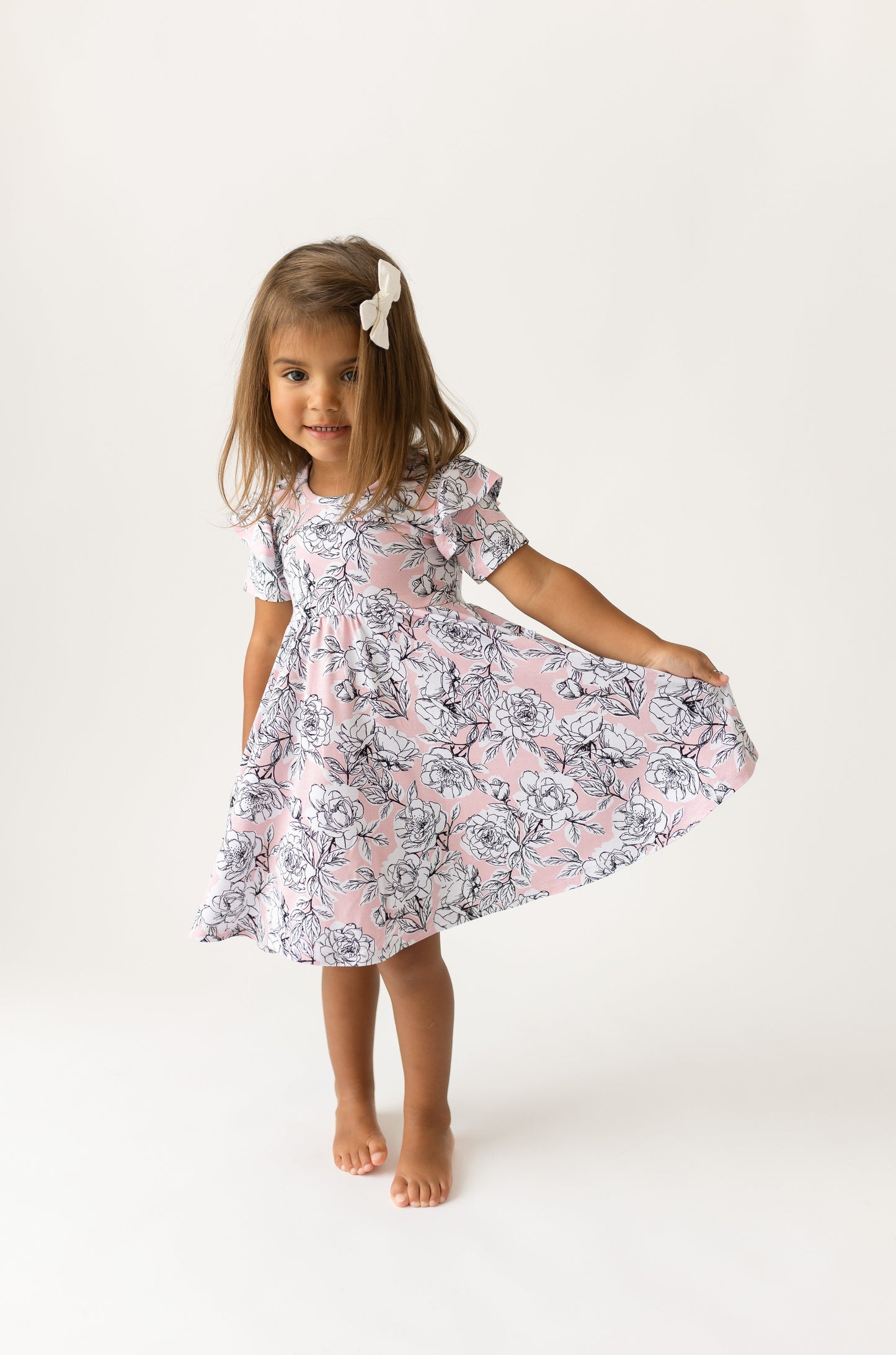 Allie Floral Bamboo Ruffle Spin Dress