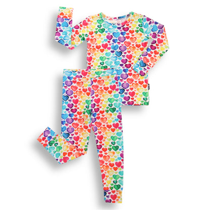 LONG SLEEVE TWO PIECE SETS- Rainbow Hearts