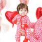 ZIP ROMPER - Red Hearts