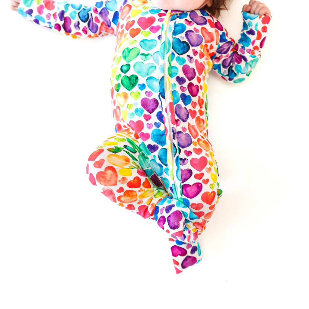 ZIP ROMPER - Rainbow Hearts