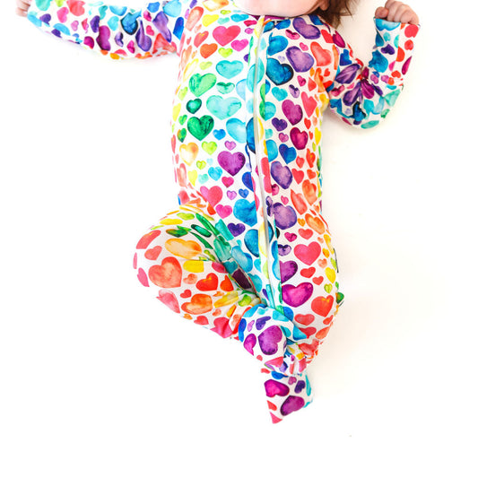 ZIP ROMPER - Rainbow Hearts