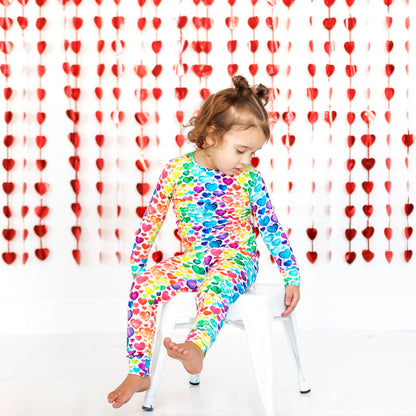 LONG SLEEVE TWO PIECE SETS- Rainbow Hearts