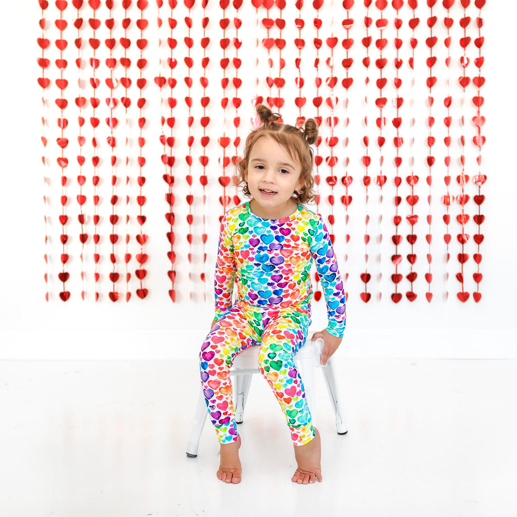 LONG SLEEVE TWO PIECE SETS- Rainbow Hearts