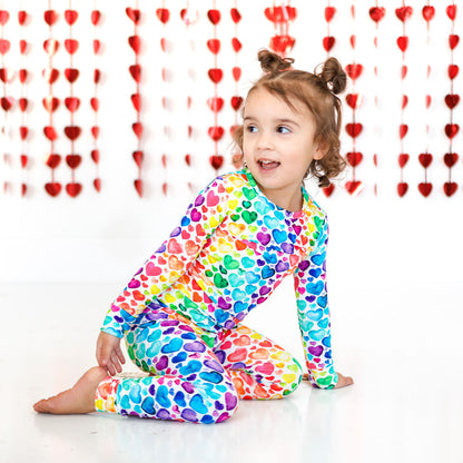 LONG SLEEVE TWO PIECE SETS- Rainbow Hearts