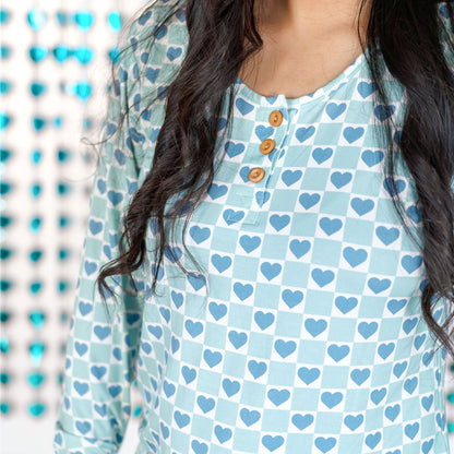 WOMEN'S PAJAMA SET- Blue Hearts