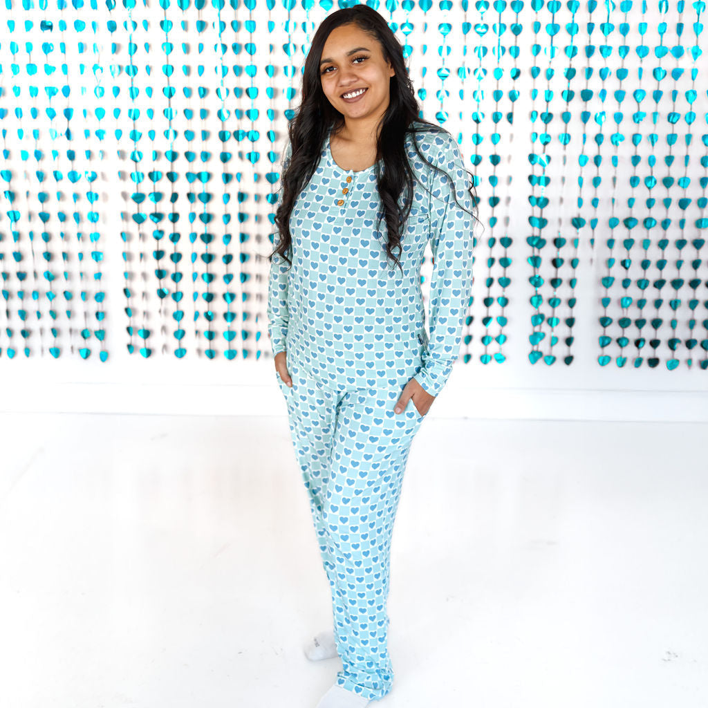 WOMEN'S PAJAMA SET- Blue Hearts