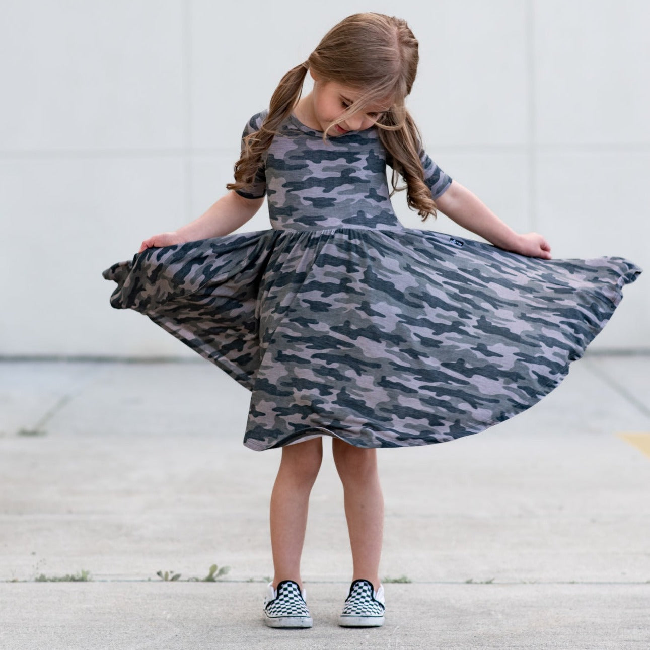 MID SLEEVE BAMBOO DRESS- Chris Camo