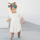MID SLEEVE BAMBOO DRESS- Natural