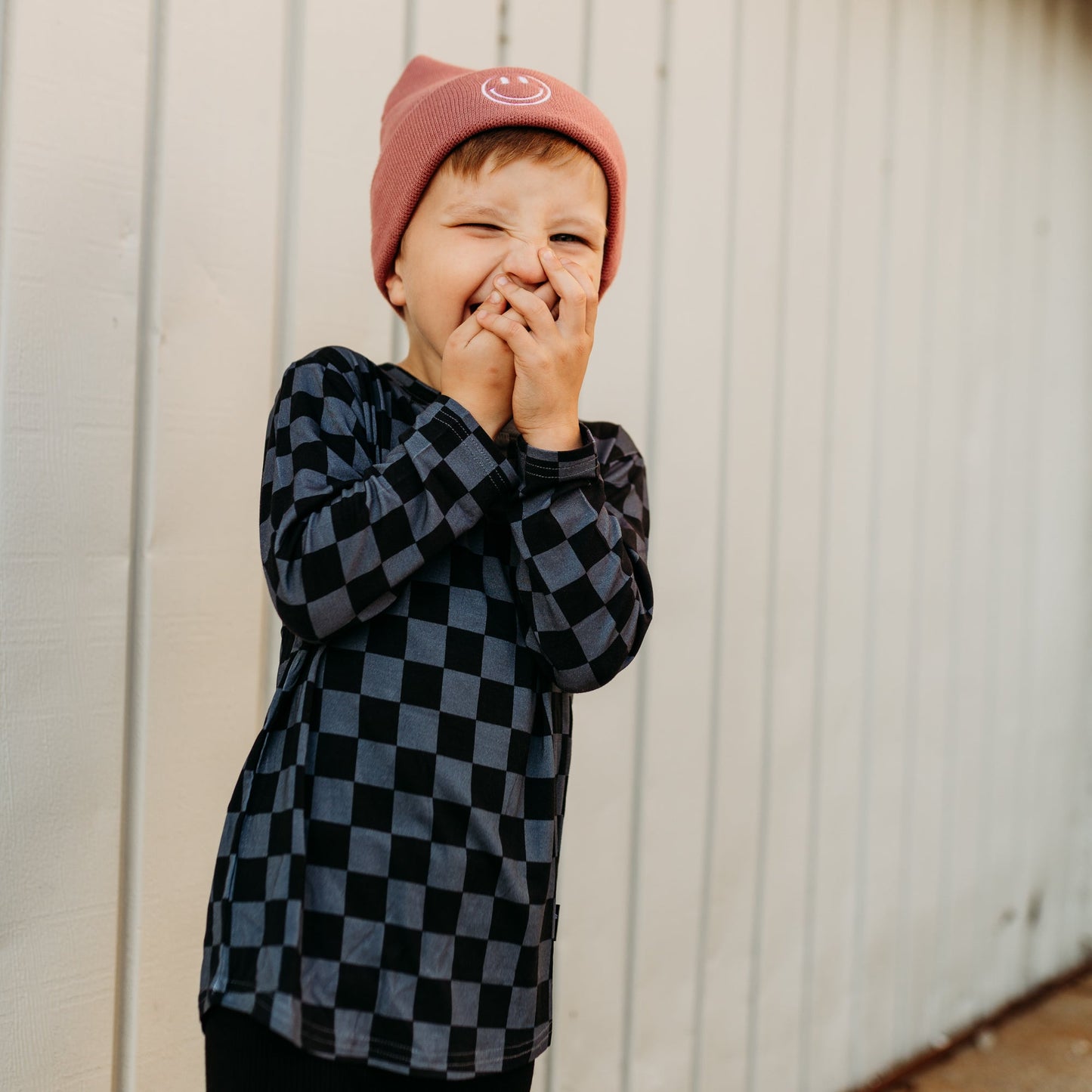 BAMBOO CUFF SMILE BEANIE- Mauve