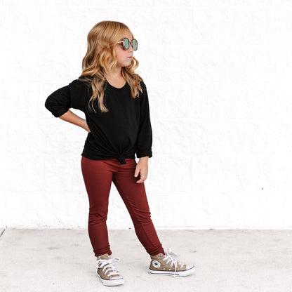 BAMBOO RIB LEGGINGS- Oxblood