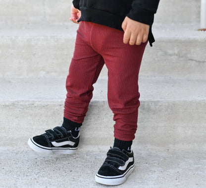 BAMBOO RIB LEGGINGS- Oxblood