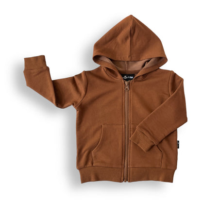 ZIP HOODIE- Bark Bamboo French Terry