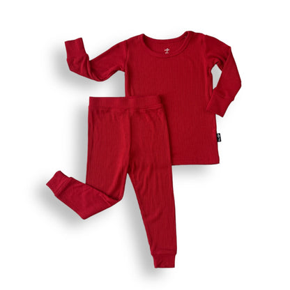 LONG SLEEVE 2 PIECE SETS- Red Ribbed