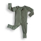 ZIP ROMPER - Moss Ribbed
