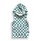 BAMBOO HOODIE TANK- Sage Check