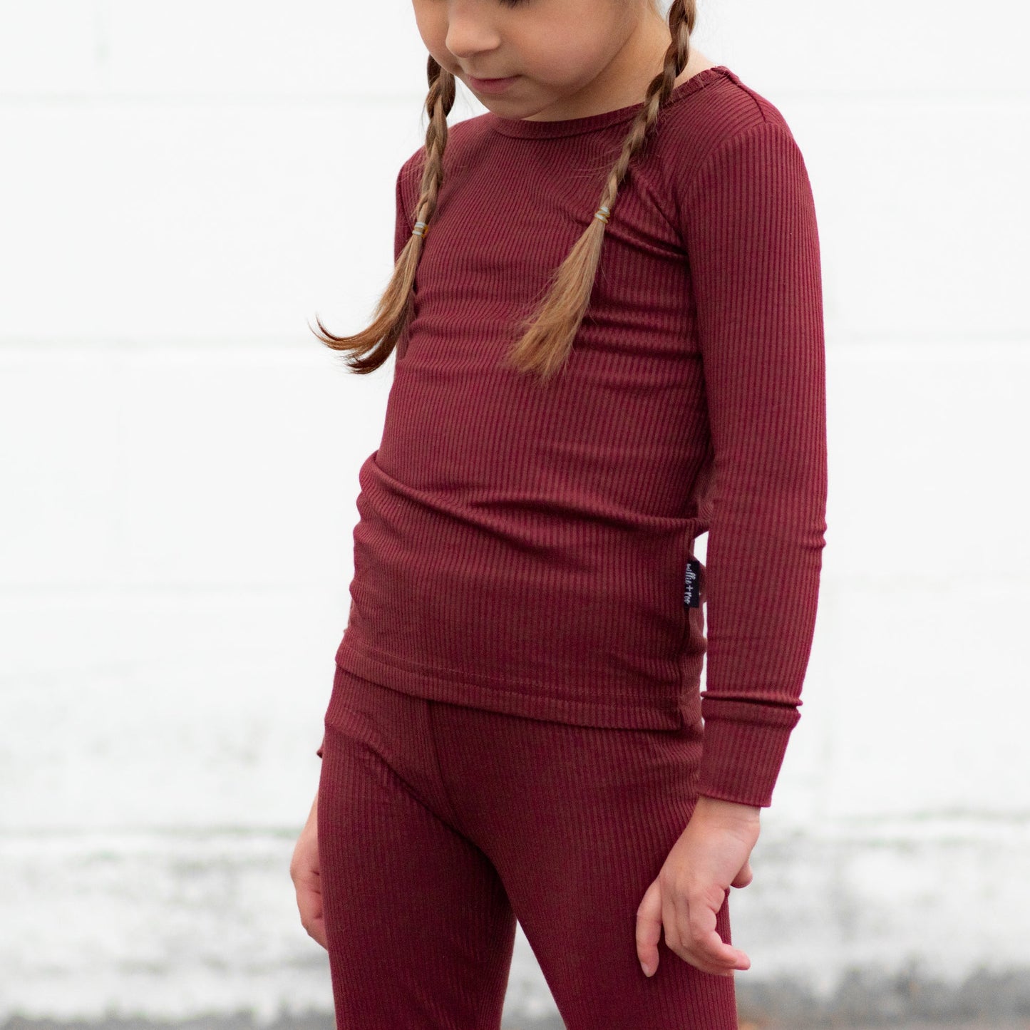 LONG SLEEVE 2 PIECE SETS- Oxblood Ribbed