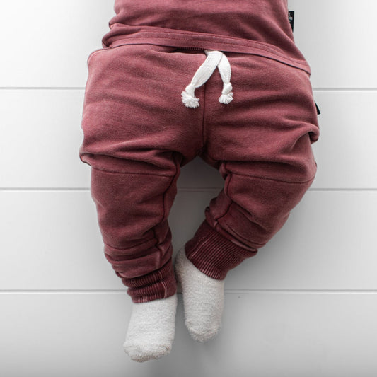 JOGGERS- Oxblood Snow Wash French Terry