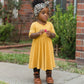 MID SLEEVE TWIRL DRESS- Honey Mustard Ribbed