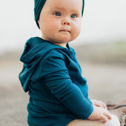 LONG SLEEVE HOODIE- Peacock