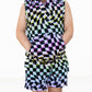 BAMBOO HOODIE TANK- Neon Dizzy Check