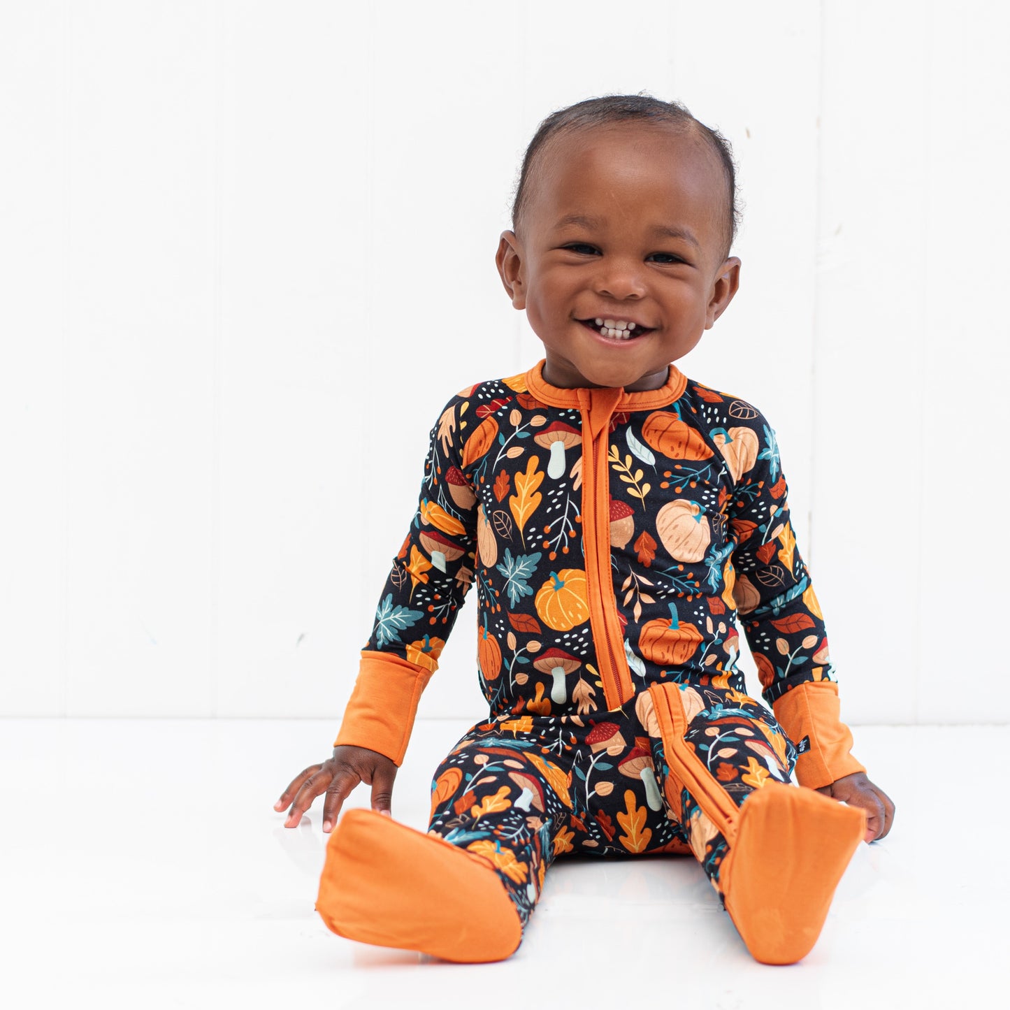 ZIP ROMPER - Pumpkin Leaves