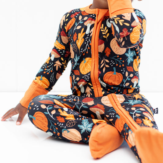 ZIP ROMPER - Pumpkin Leaves