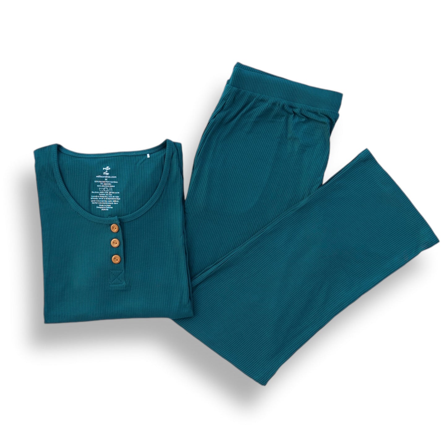 WOMEN'S PAJAMA SET- Peacock Ribbed