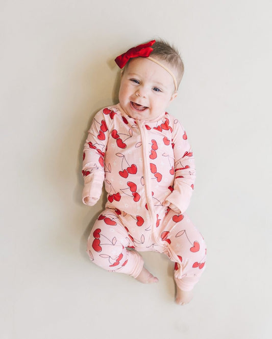 Bamboo Zip Romper | Cherry Heart