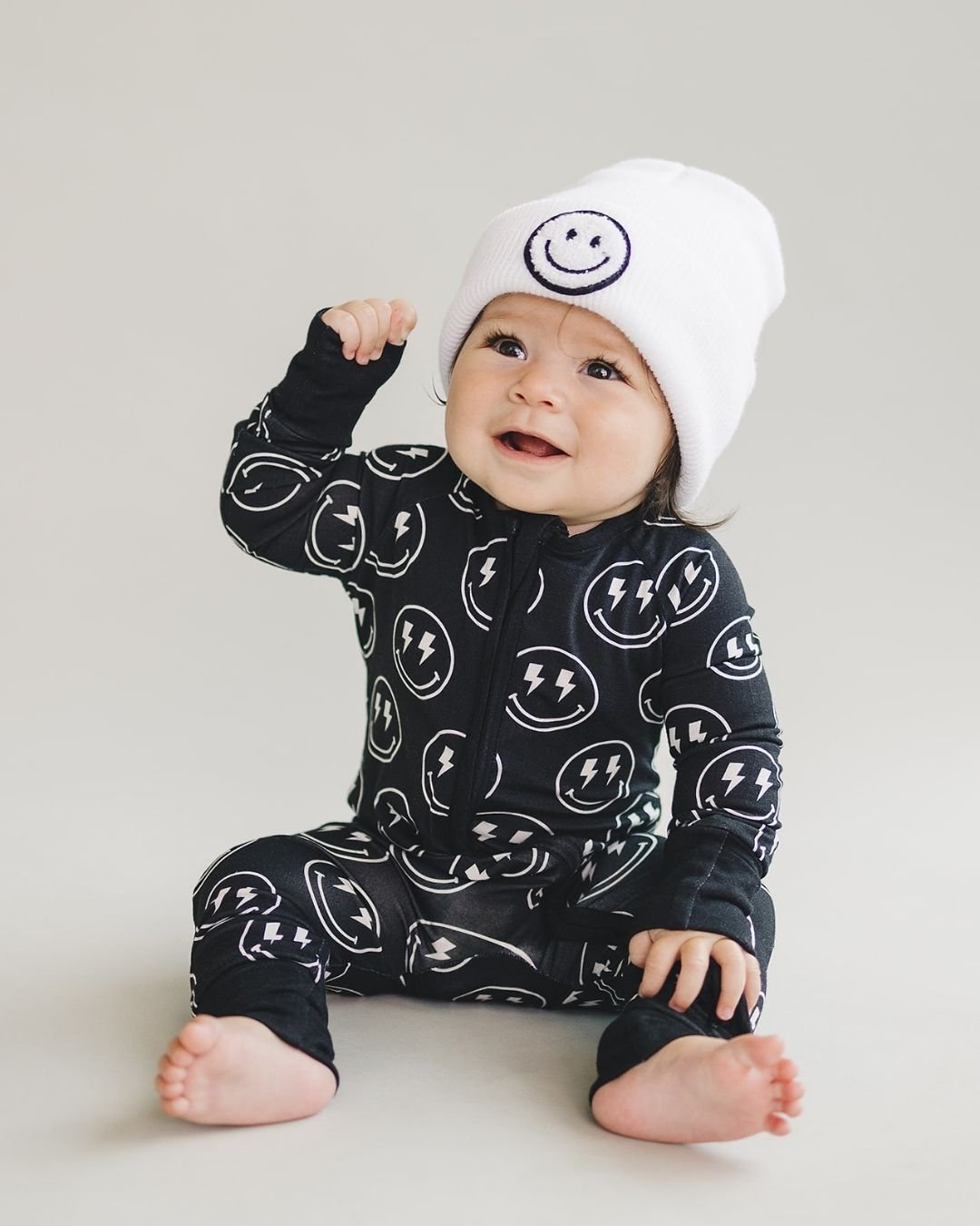 Bamboo Zip Romper | Electric Smiley