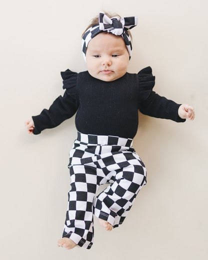 Flutter Sleeve Baby Bodysuit | Black