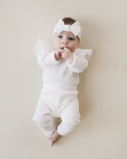 Flutter Sleeve Baby Bodysuit | White