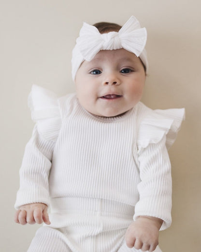 Flutter Sleeve Baby Bodysuit | White