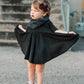 MID SLEEVE TWIRL DRESS- Midnight Ribbed